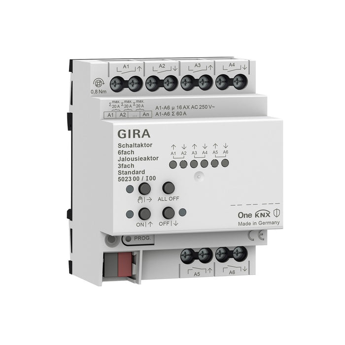 GIRA 502300 KNX Secure Spínací 6x/16A / žalúziový modul 3x/16A