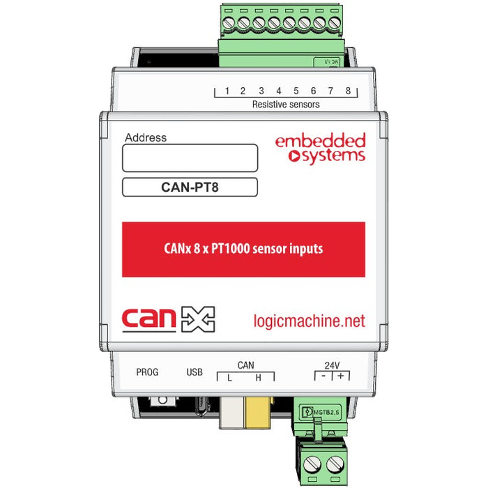 CAN-PT8 CANx 8 vstupov pre senzory PT1000