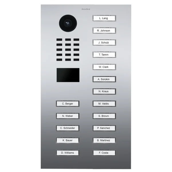 D2217V IP video dverová stanica – Chrómová úprava, nerezová oceľ V4A, vysoký lesk