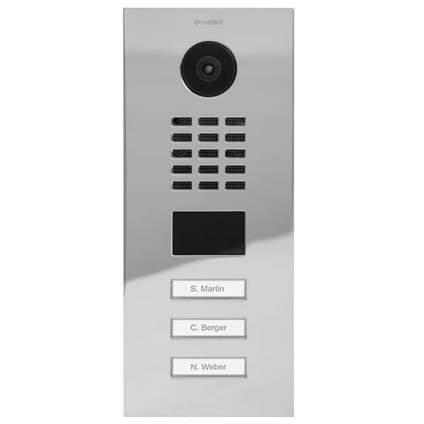 D2203V IP video dverová stanica – Chrómová úprava, nerezová oceľ V4A, vysoký lesk