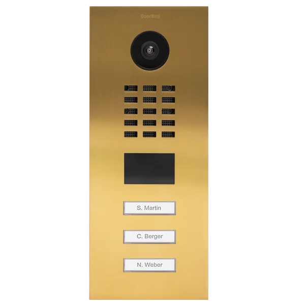 D2203V IP video dverová stanica – Zlatá PVD úprava, nerezová oceľ brúsená