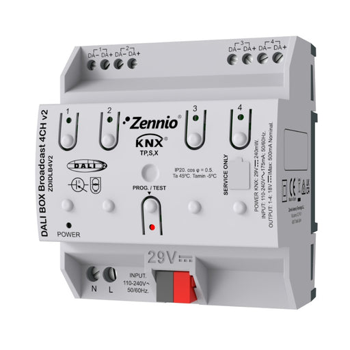 Zennio ZDIDLB4V2 KNX-DALI Broadcast Interface for up to 4 channels with up to 64 ballasts each