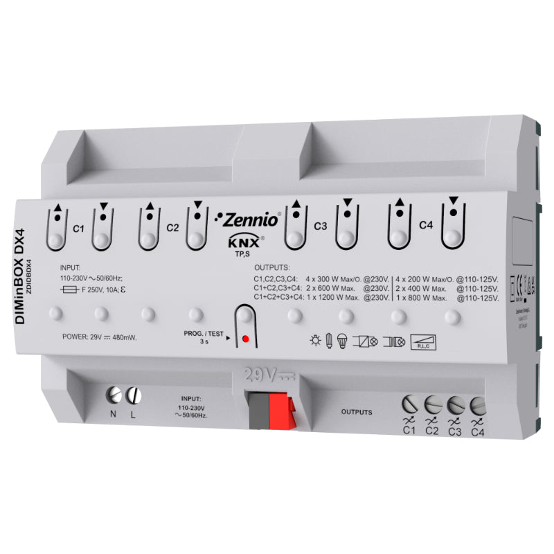 Zenius Module Dimmaag Cooling Zennio ZDIDBDX4 Universal dimming module DIMinBOX DX4 (RLC, LED, CFL ...
