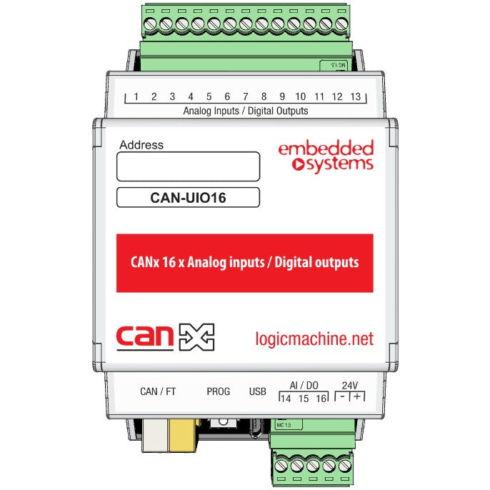 Module d'entrée analogique/sortie numérique CANx CAN-UIO16-16x