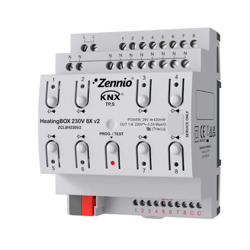 Zennio ZCL8H230V2 Aktor vykurovania - HeatingBOX 230V 8X v2