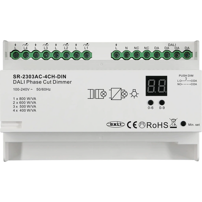 SR-2303AC-4CH-DIN DALI-2 Phasendimmer (Phasenabschnitt) 4x400W DT6