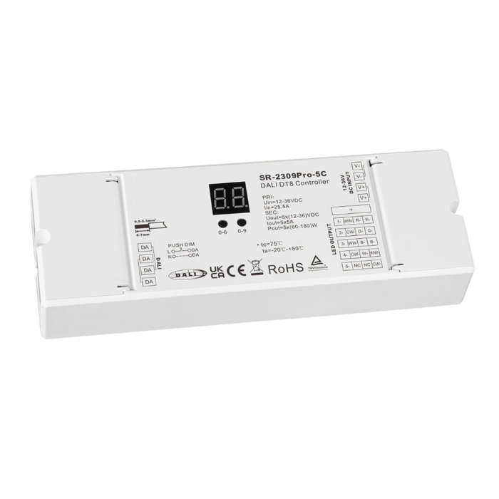 SR-2309PRO-5C DALI 5-Kanal LED Dimmer CV 12-48VDC 5A DT8