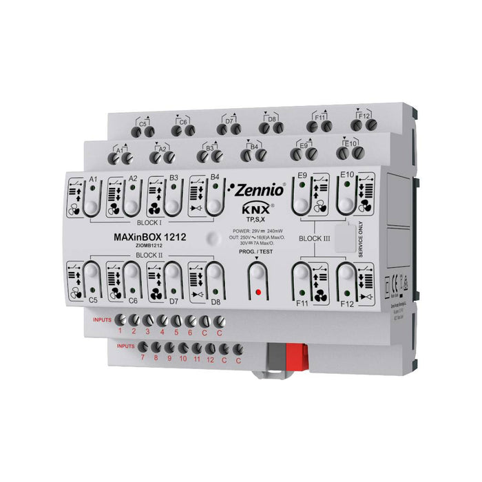 ZIOMB1212 MAXinBOX 1212 Variateur multifonction KNX avec KNX Secure 12x/16A +12 entrées