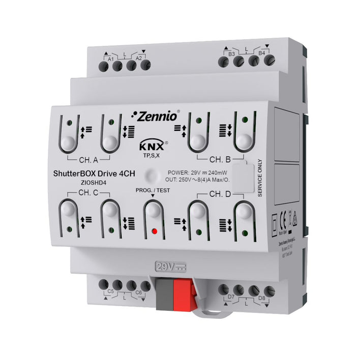 ZIOSHD4 ShutterBOX Drive 4CH Module aveugle 4x/AC 8(4)A DC 5A avec mesure automatique du temps de fonctionnement