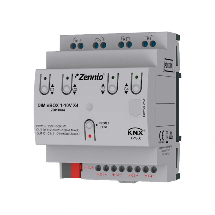 ZDI110X4 Spínací/stmievací modul 4x/16A - ovládanie 1–10V - KNX Secure