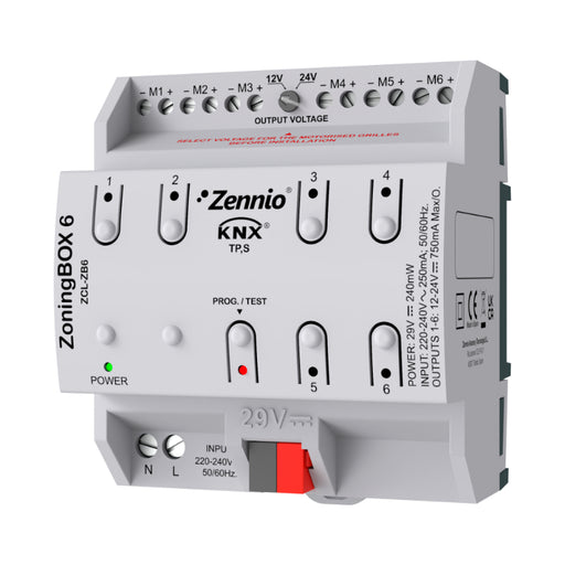 Zennio ZCL-ZB6 ZoningBOX 6 - Zoning ducted Air-Conditioning actuator for up to 6 zones