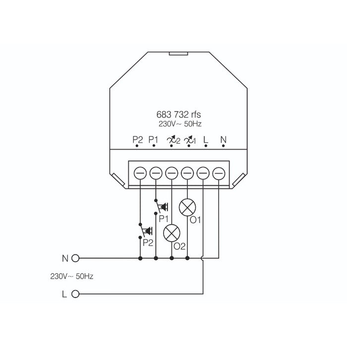 Paladin 683 732 rfs KNX-RF Schalter-/Jalousiemodul 2x/1x/16A (23983)