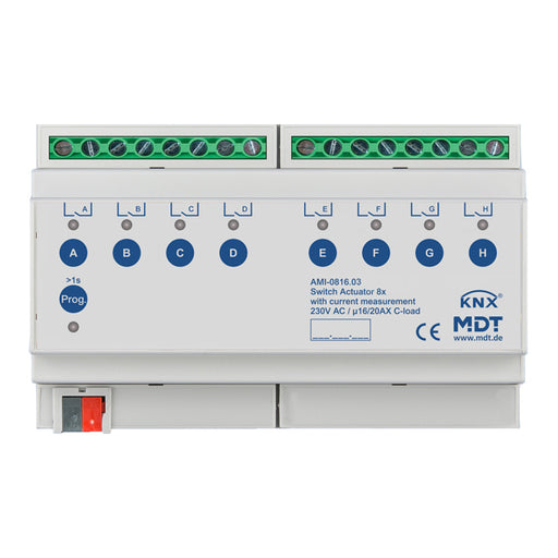 MDT AMI-0816.03 Spínací akčný člen 8x/16A/20A s meraním prúdu